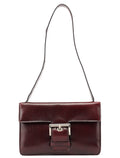 Burgundy Llama Leather Buckle Shoulder Bag