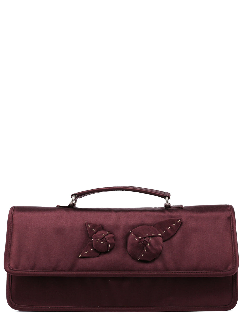 Burgundy Raso Satin Top Handle Bag