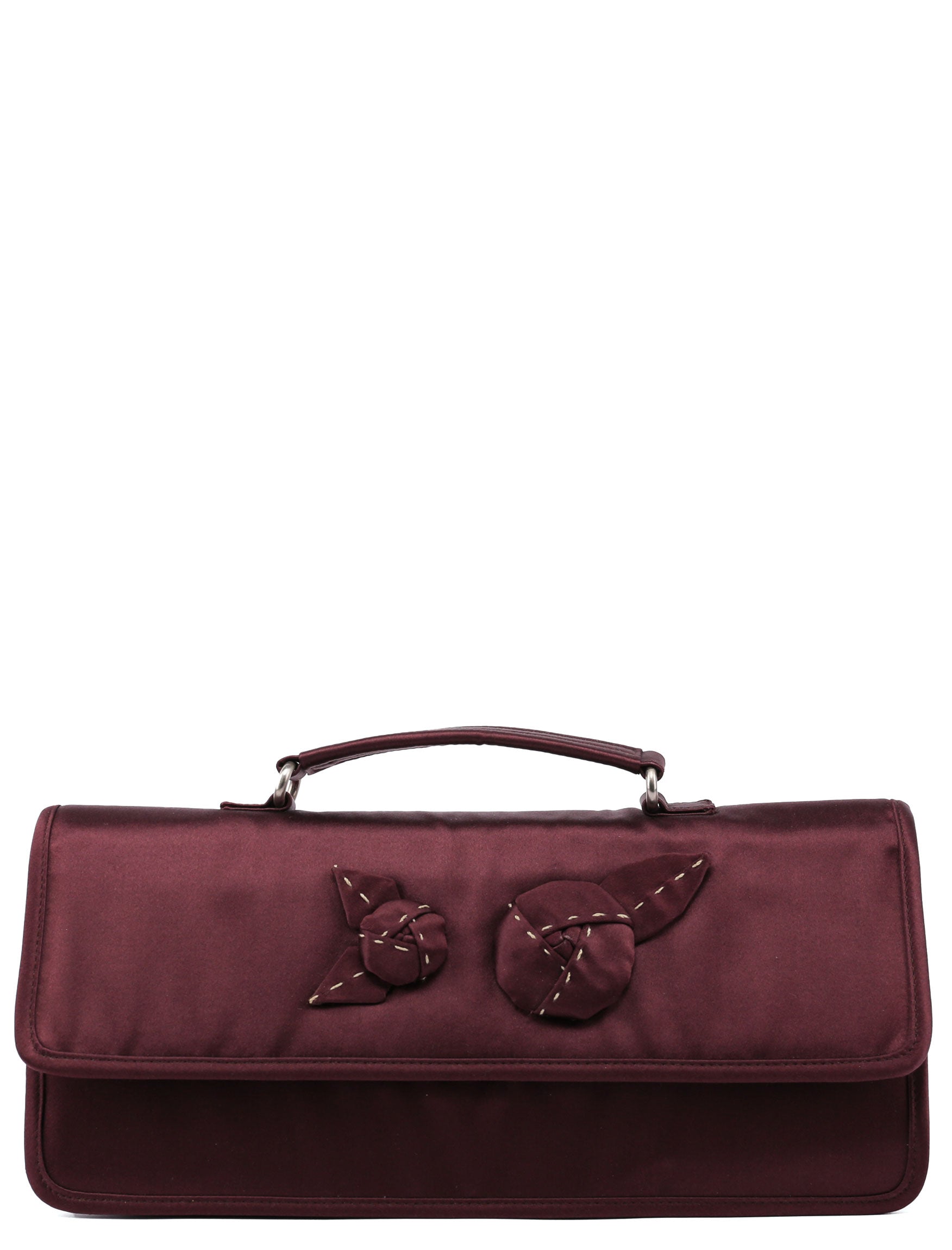 Burgundy Raso Satin Top Handle Bag