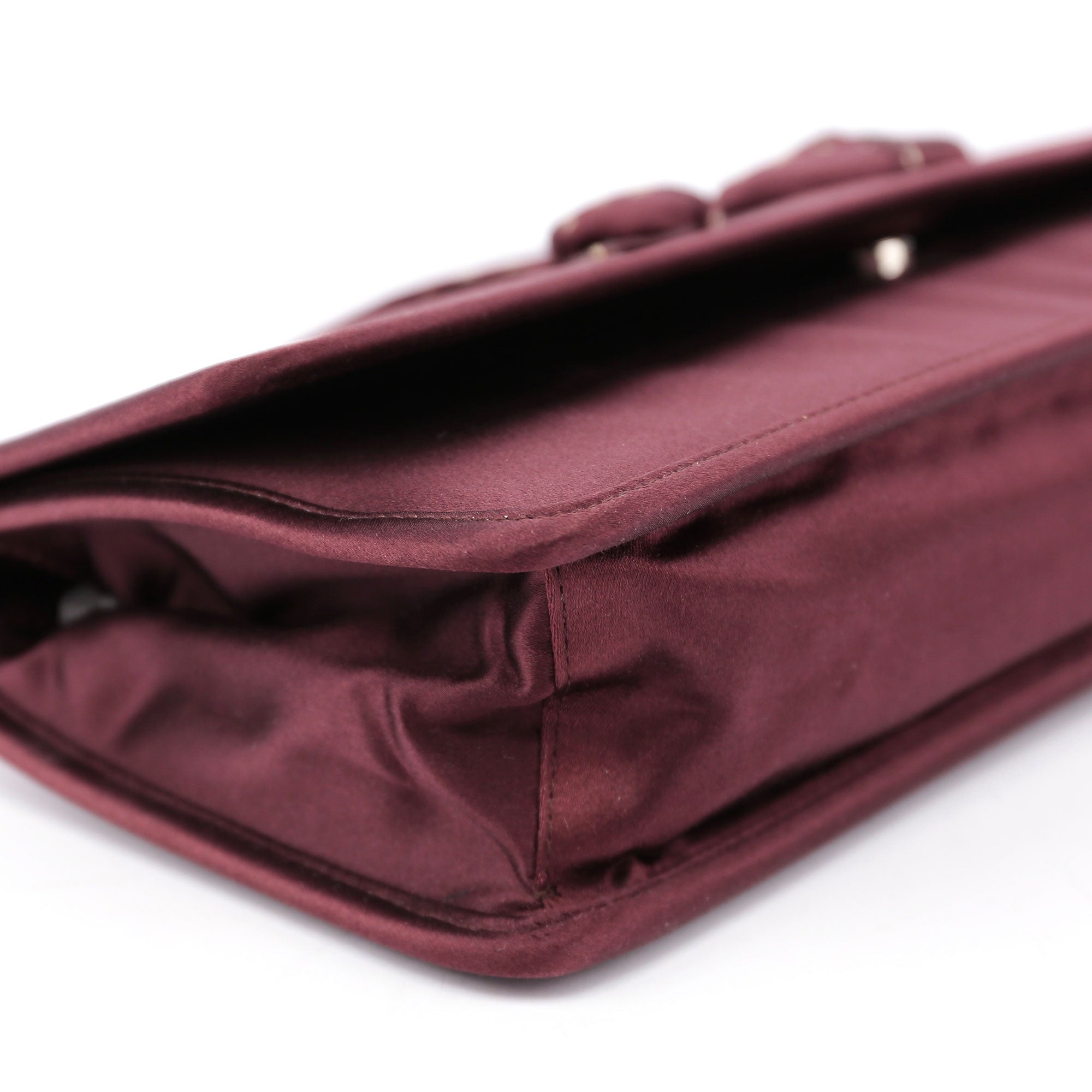 Burgundy Raso Satin Top Handle Bag
