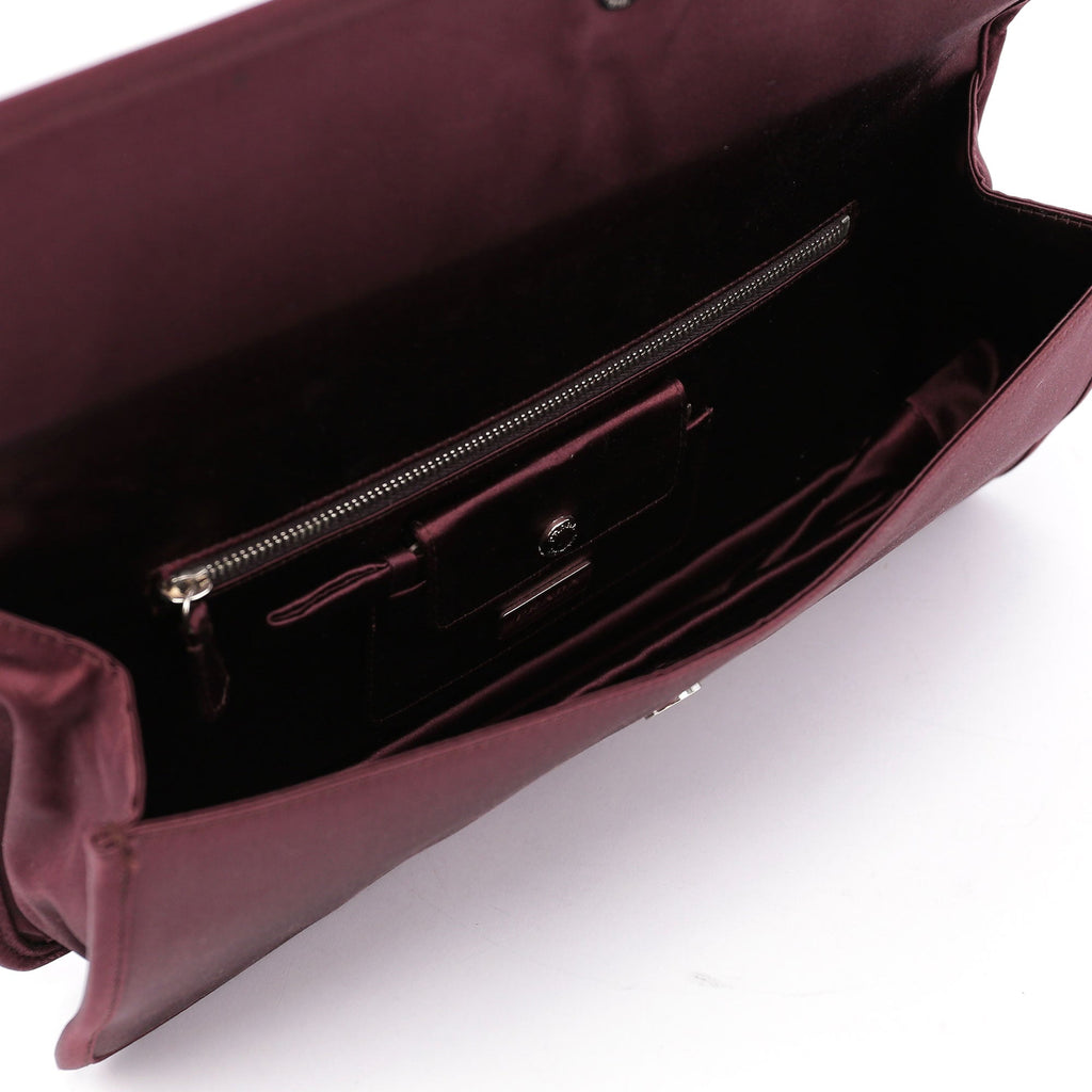 Burgundy Raso Satin Top Handle Bag