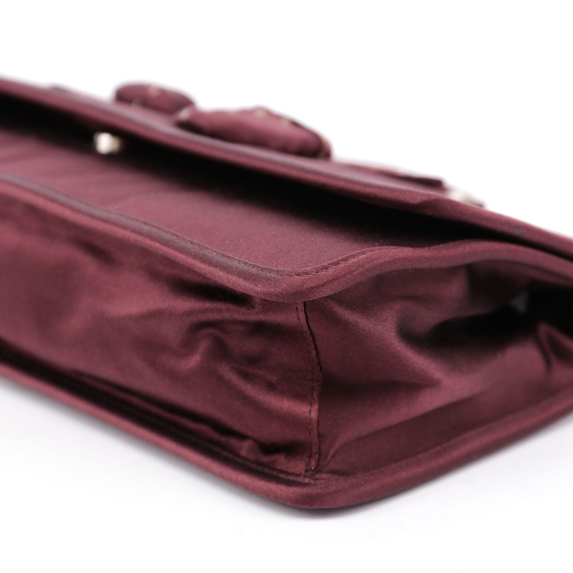 Burgundy Raso Satin Top Handle Bag