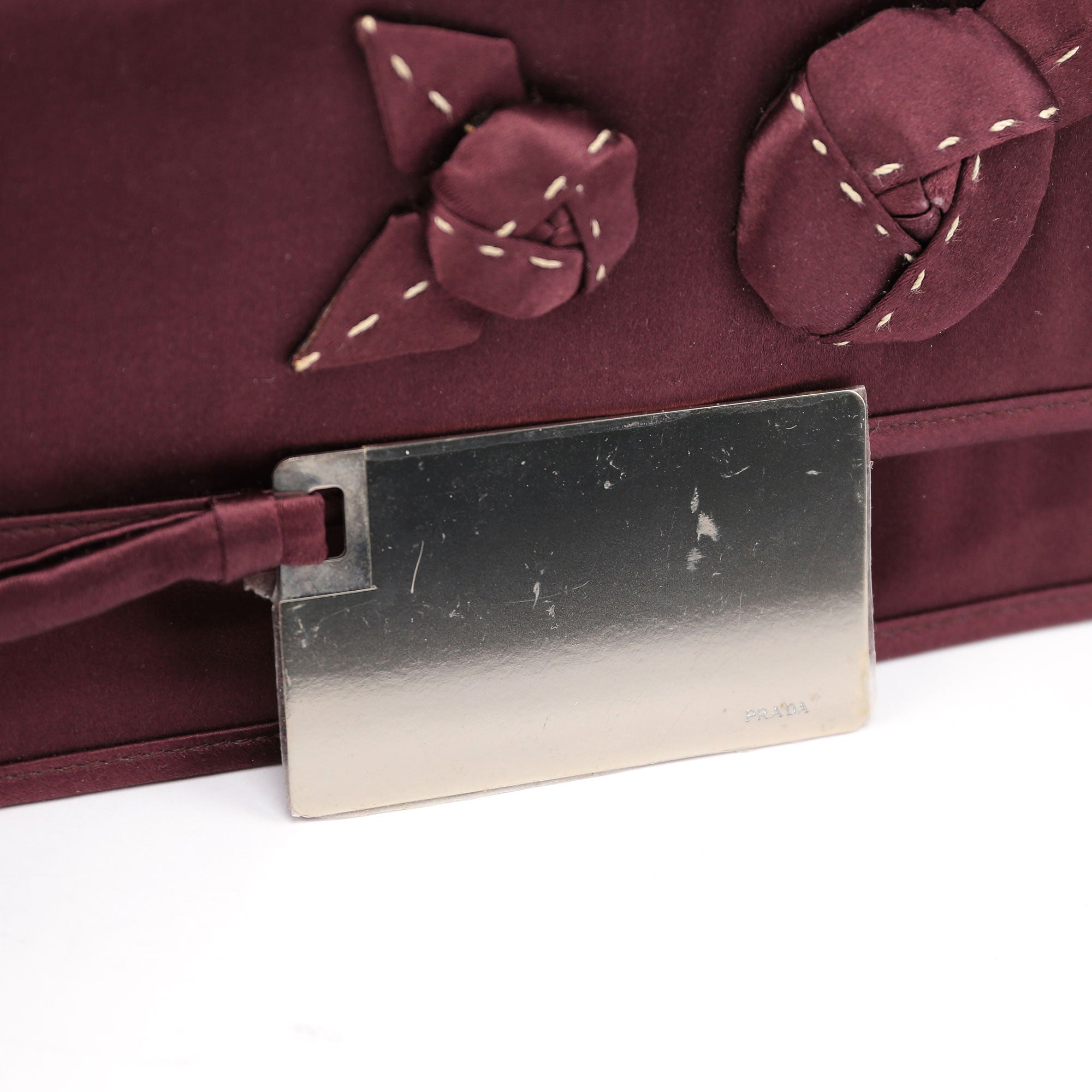 Burgundy Raso Satin Top Handle Bag