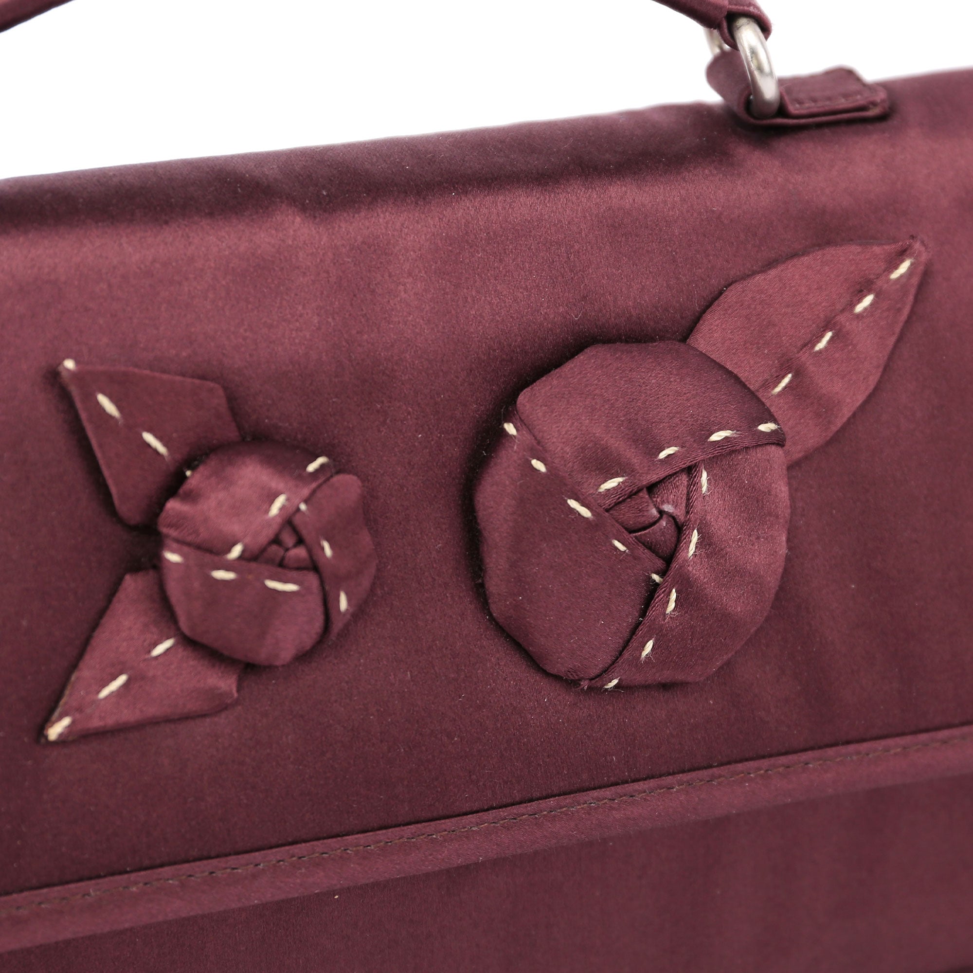 Burgundy Raso Satin Top Handle Bag