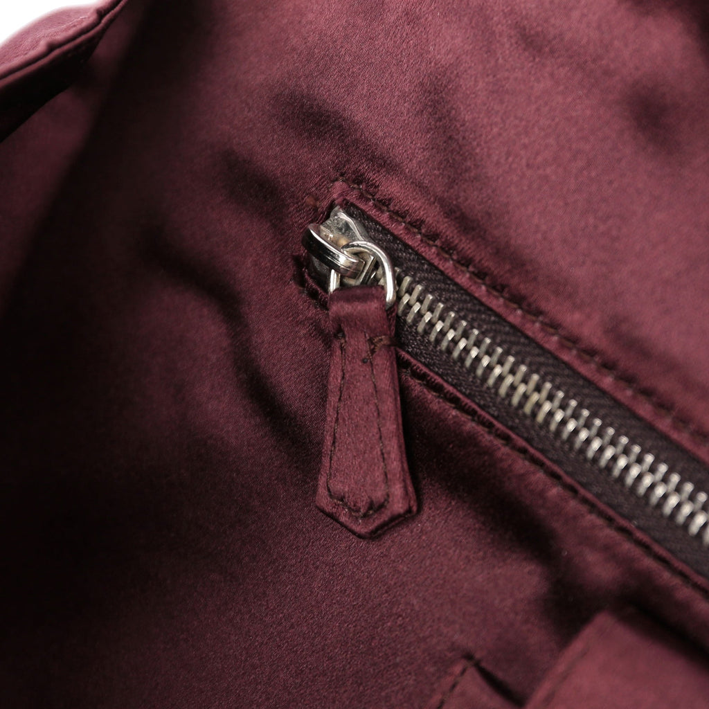 Burgundy Raso Satin Top Handle Bag