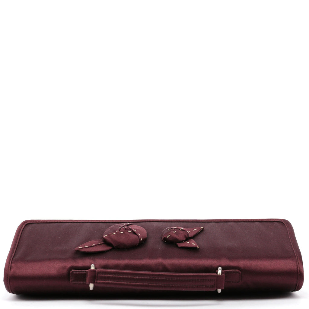 Burgundy Raso Satin Top Handle Bag