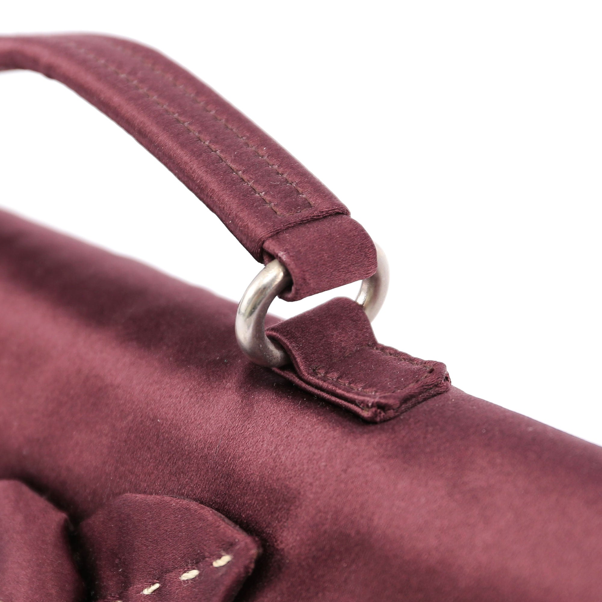 Burgundy Raso Satin Top Handle Bag