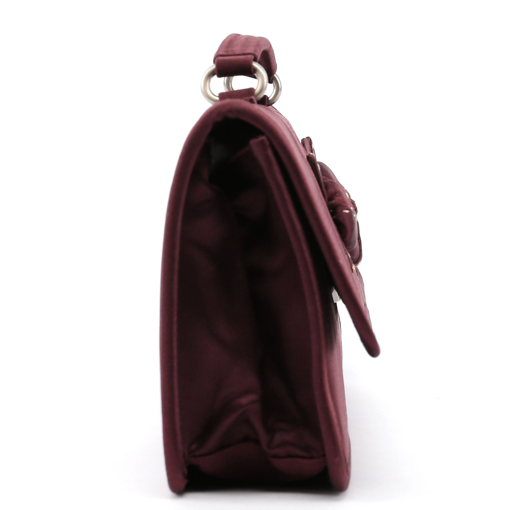 Burgundy Raso Satin Top Handle Bag