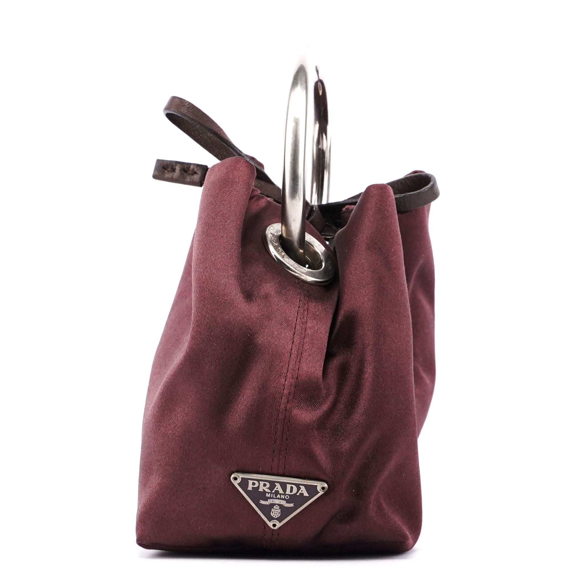 Burgundy Satin Mini Ring Bag