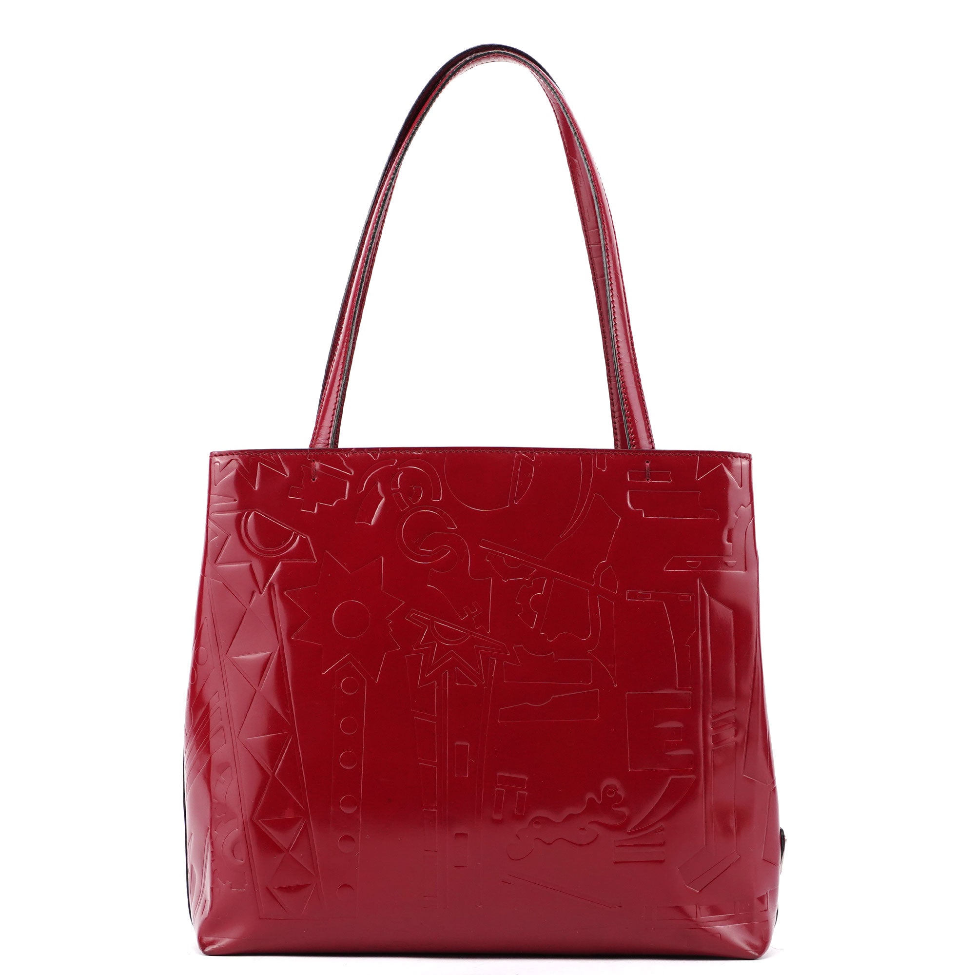 Burgundy Spazzolato Embossed Tote Bag