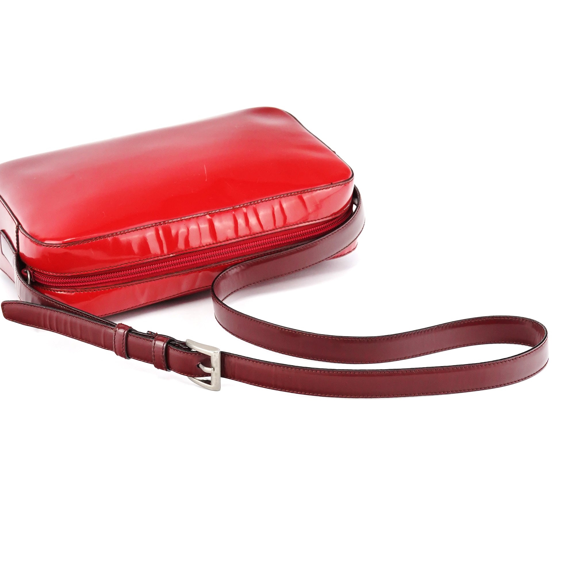 Burgundy Spazzolato Leather Shoulder Bag