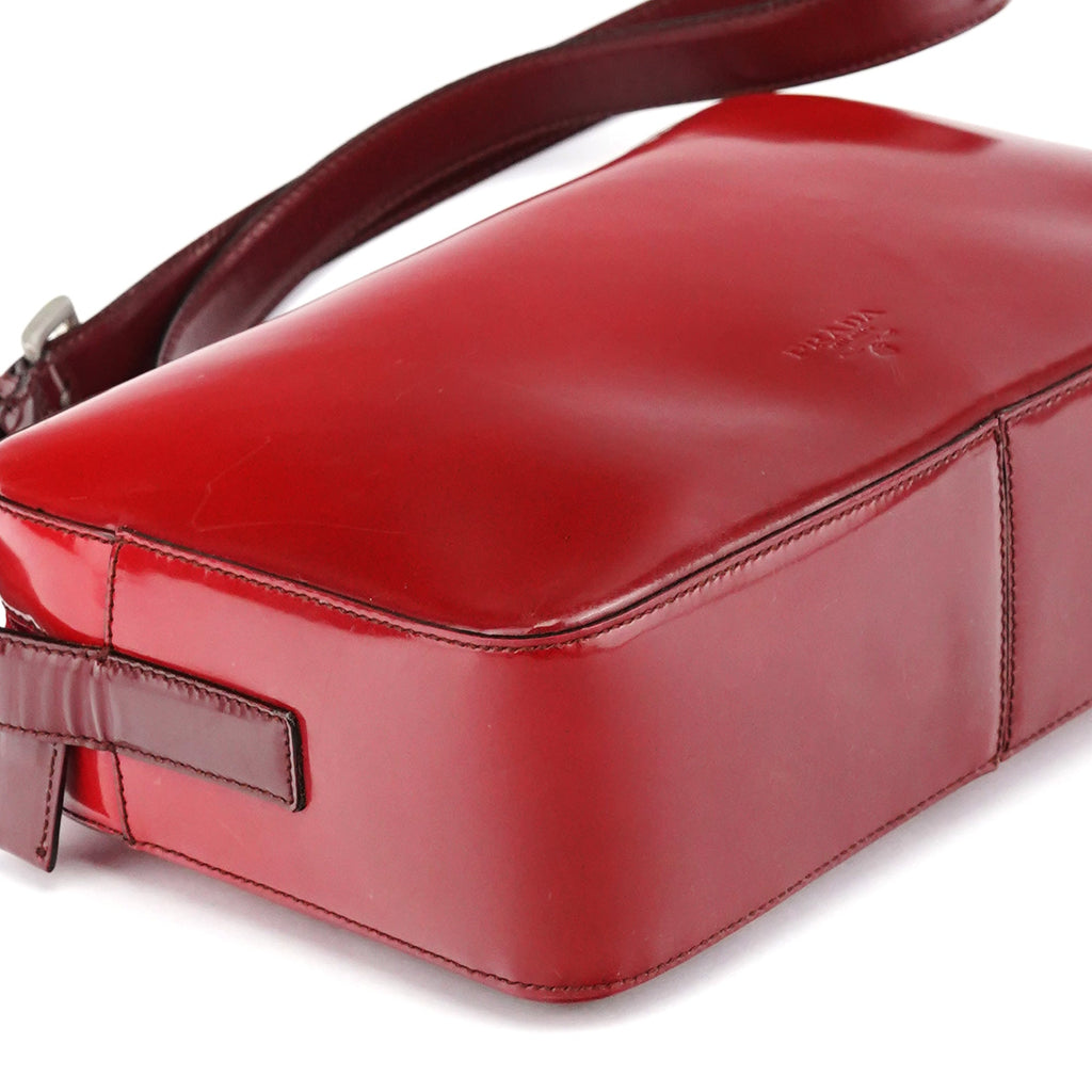 Burgundy Spazzolato Leather Shoulder Bag