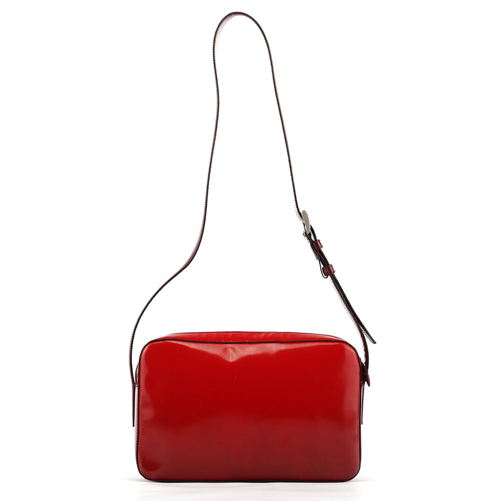 Burgundy Spazzolato Leather Shoulder Bag