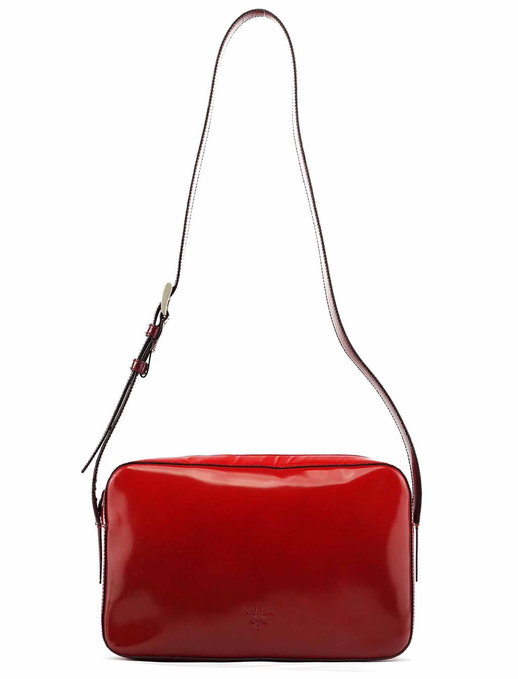 Burgundy Spazzolato Leather Shoulder Bag