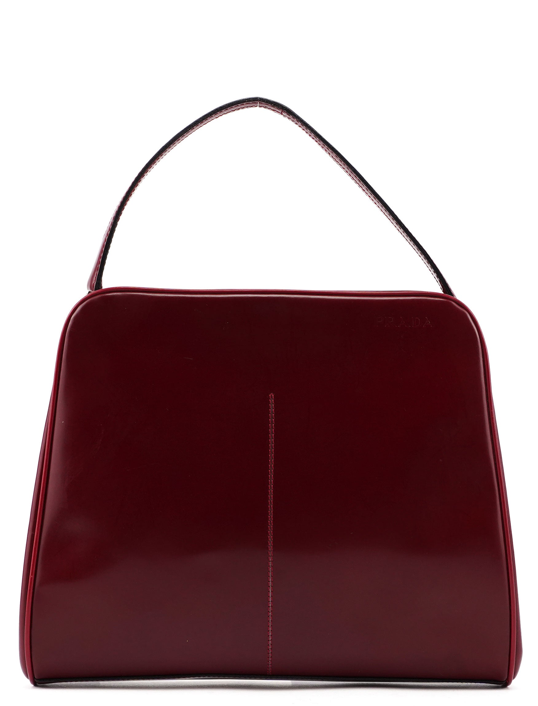 Burgundy Spazzolato Top Handle Clutch Bag