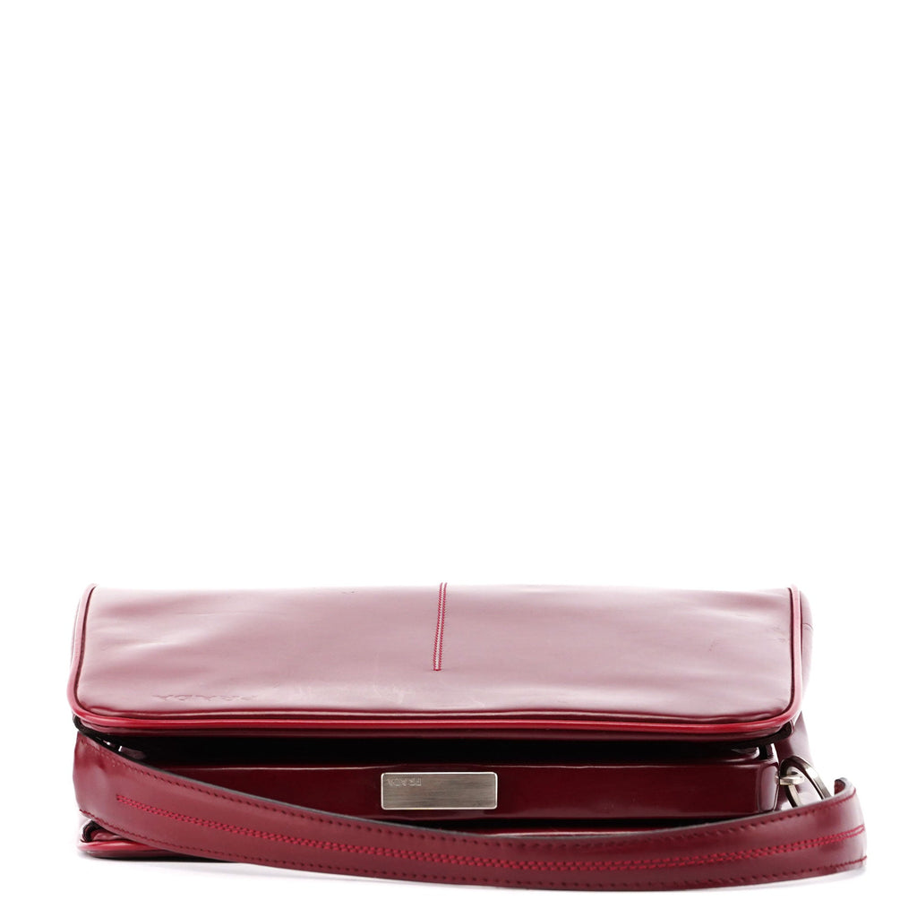 Burgundy Spazzolato Top Handle Clutch Bag