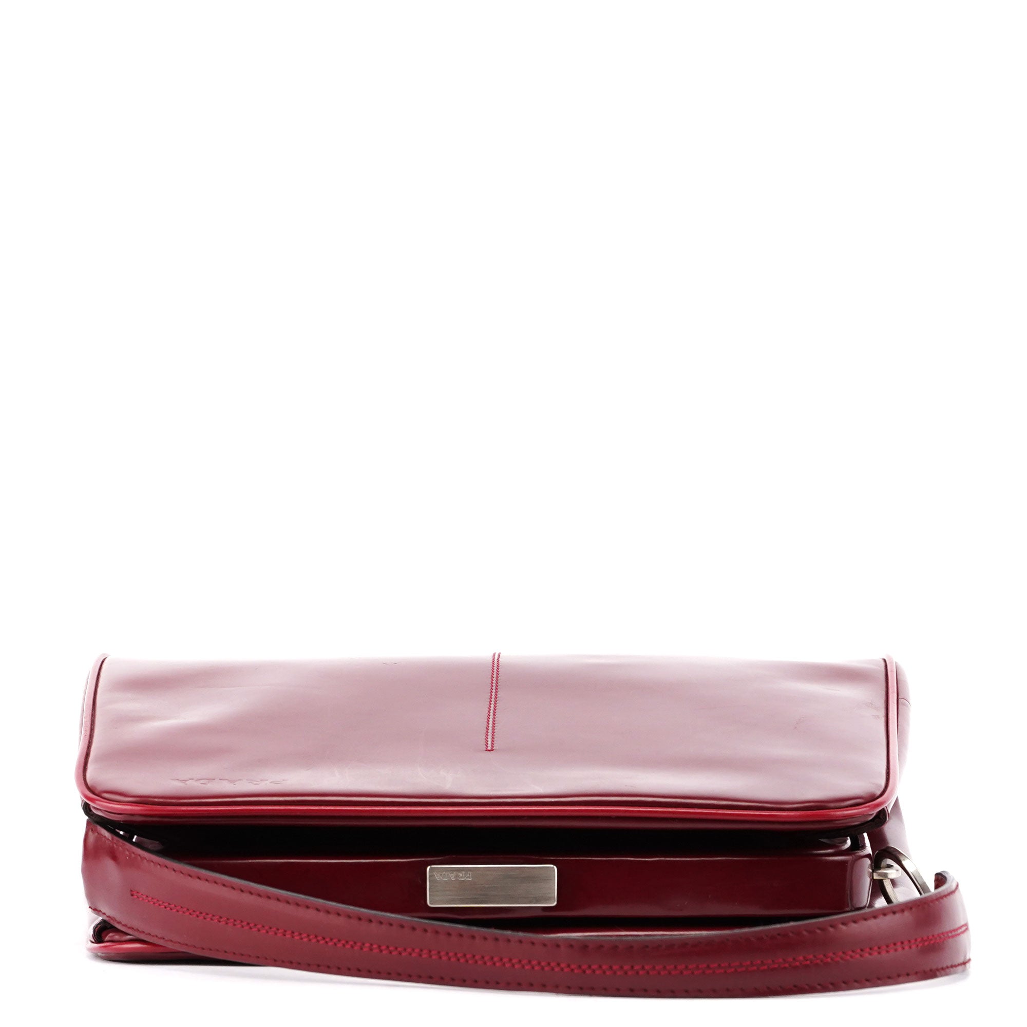 Burgundy Spazzolato Top Handle Clutch Bag