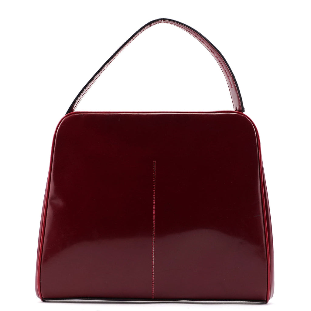 Burgundy Spazzolato Top Handle Clutch Bag