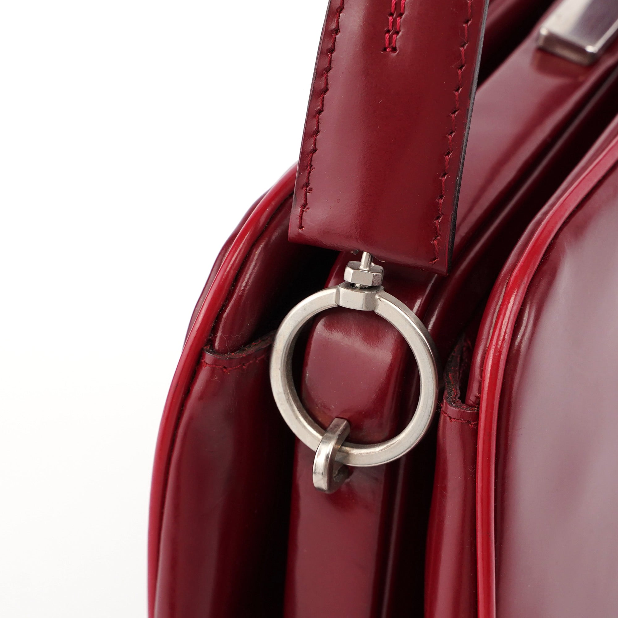 Burgundy Spazzolato Top Handle Clutch Bag