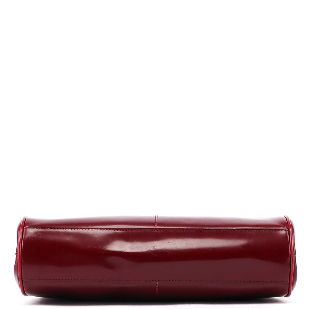Burgundy Spazzolato Top Handle Clutch Bag