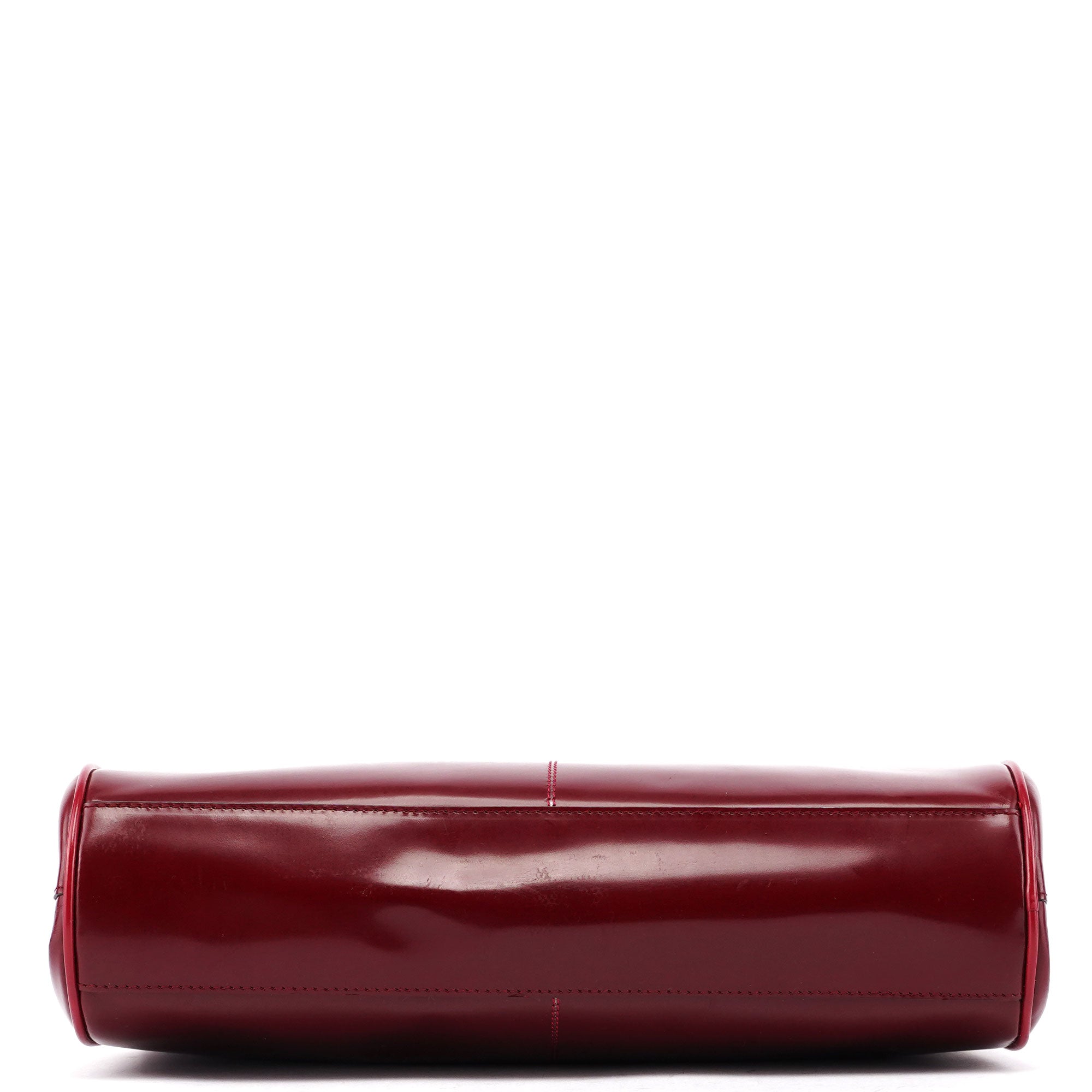 Burgundy Spazzolato Top Handle Clutch Bag