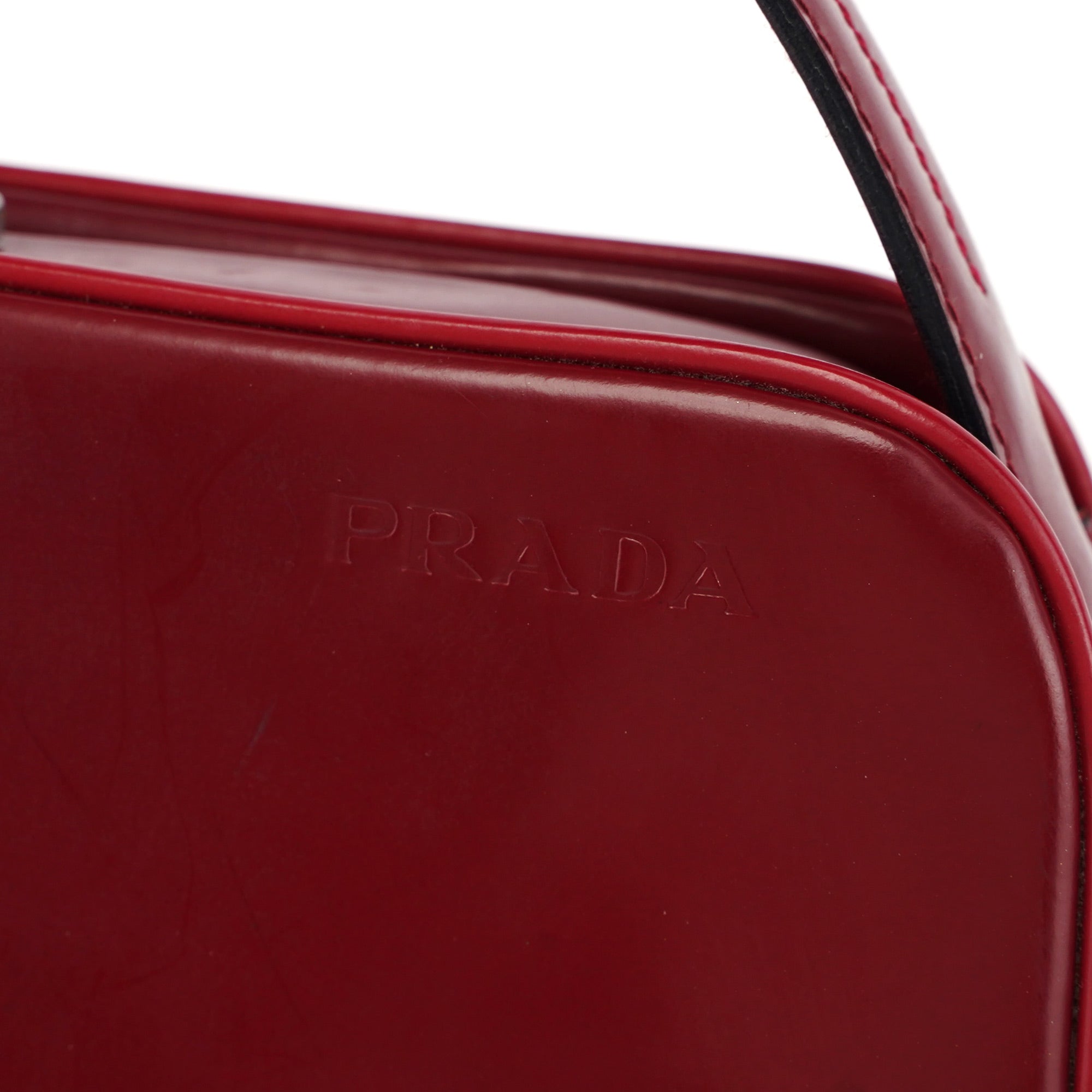 Burgundy Spazzolato Top Handle Clutch Bag