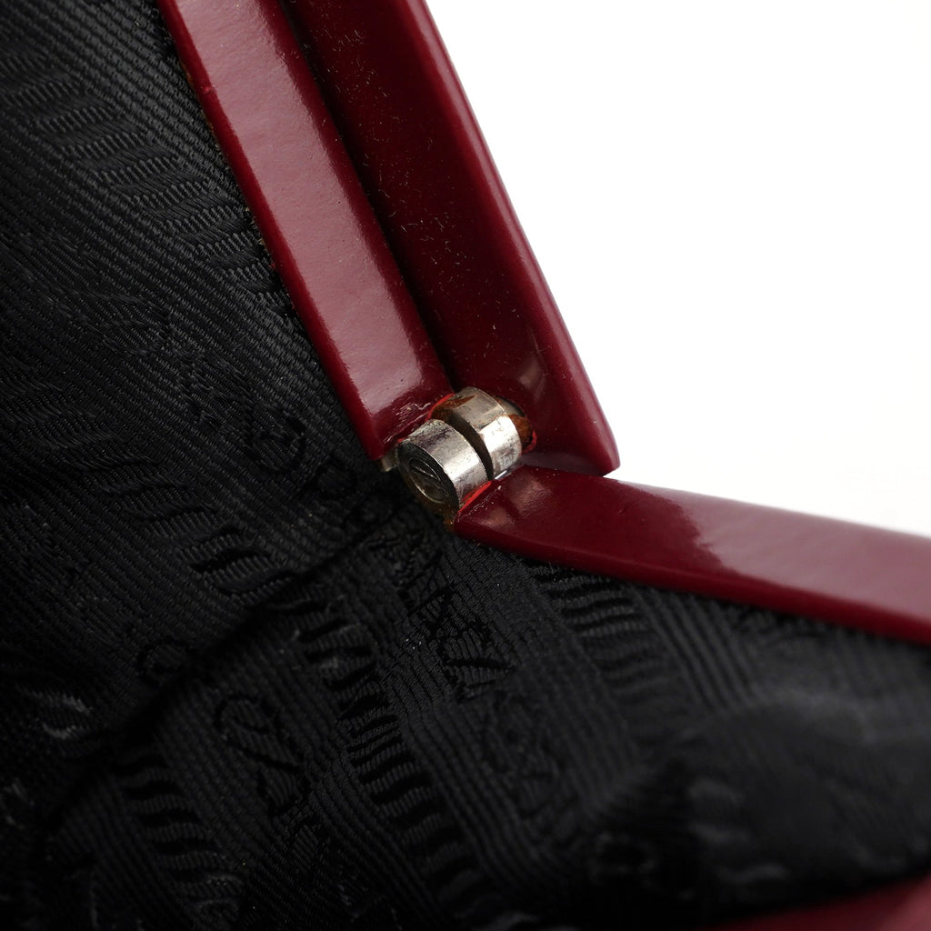 Burgundy Spazzolato Top Handle Clutch Bag