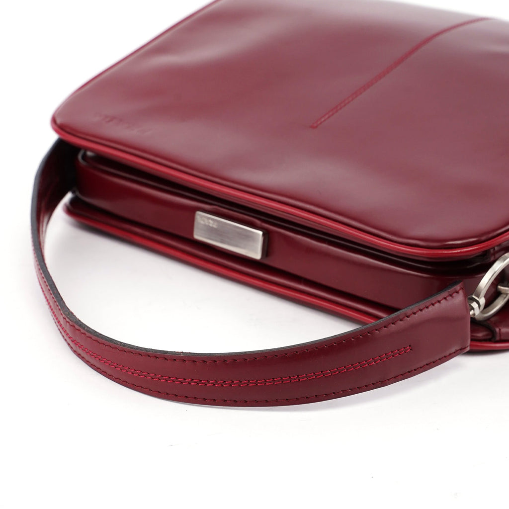 Burgundy Spazzolato Top Handle Clutch Bag