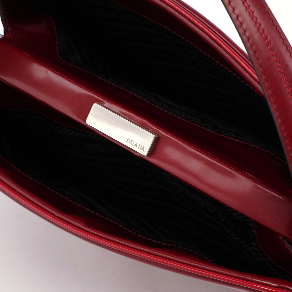 Burgundy Spazzolato Top Handle Clutch Bag