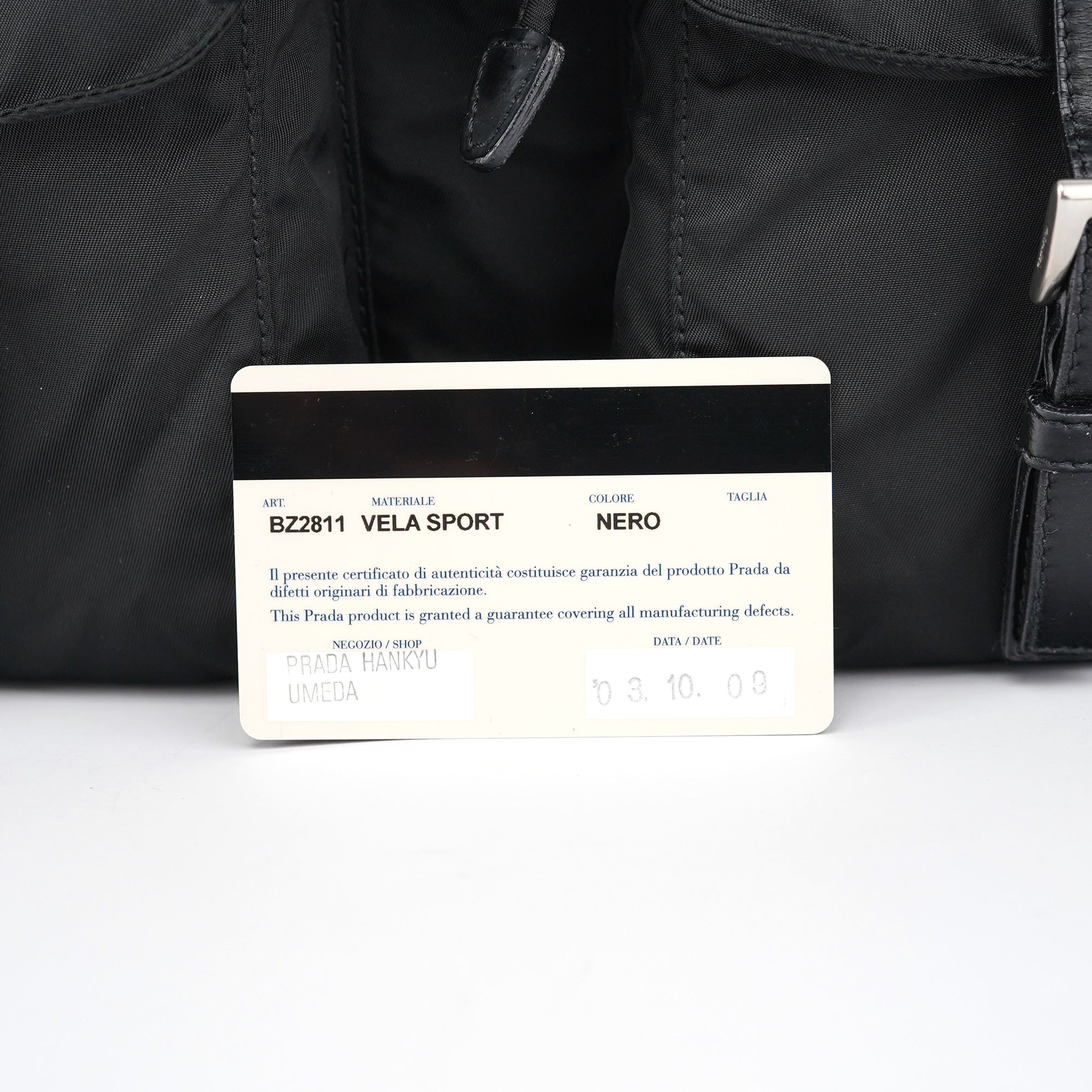 BZ2811 Black Tessuto Vela Backpack