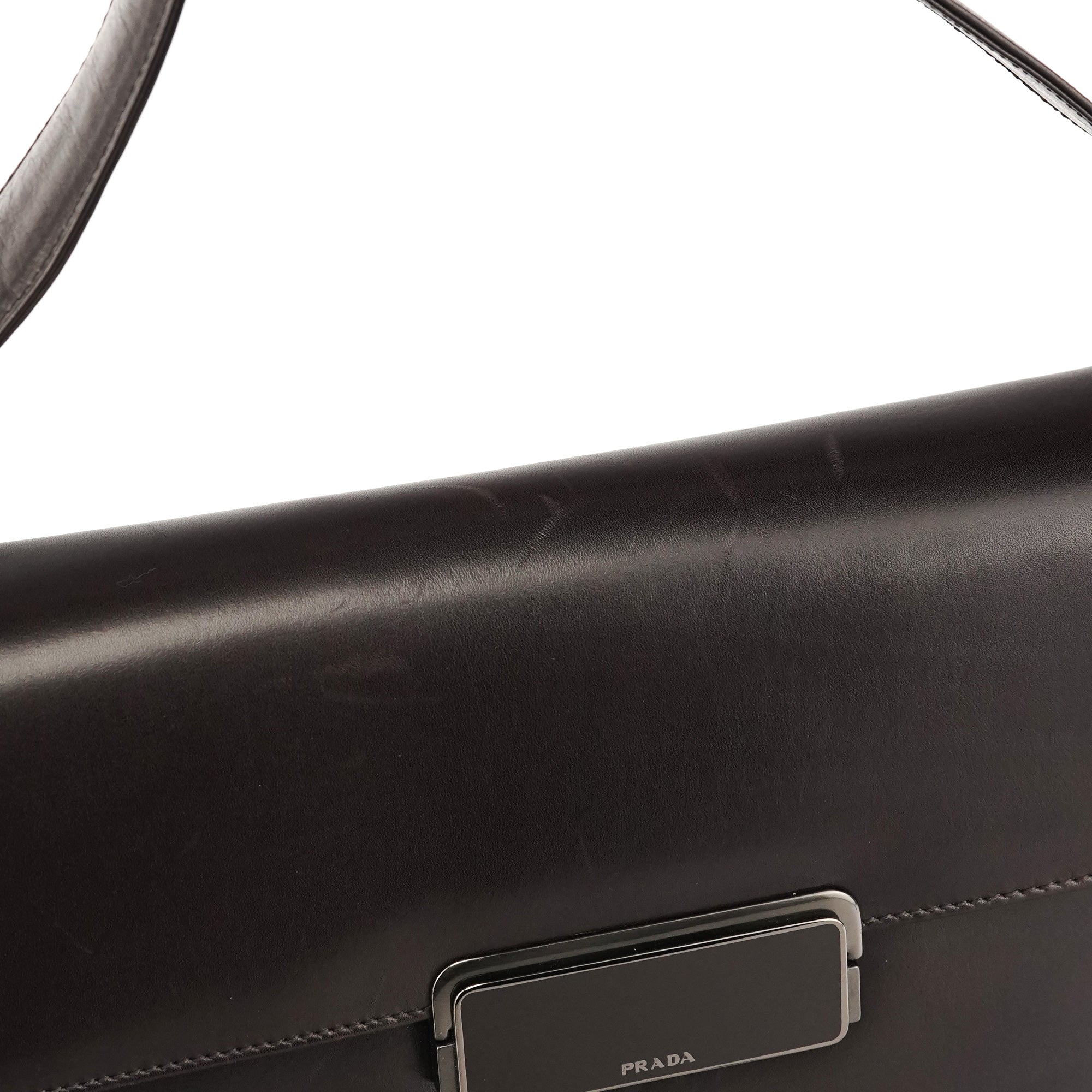 Dark Brown Vitello Buckle Shoulder Bag