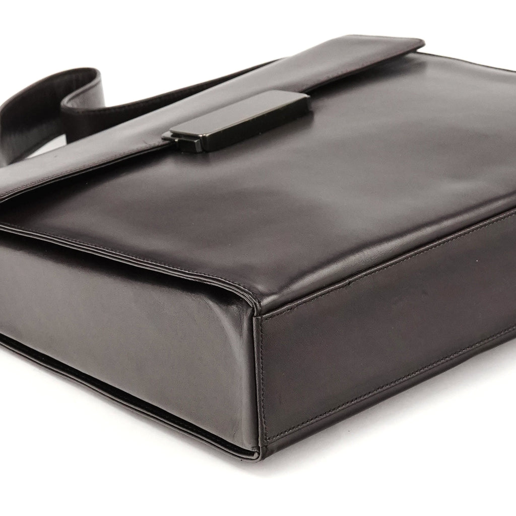 Dark Brown Vitello Buckle Shoulder Bag