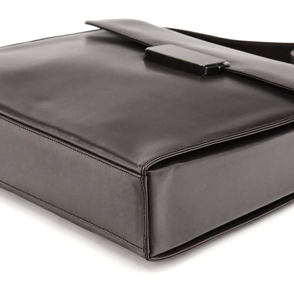 Dark Brown Vitello Buckle Shoulder Bag