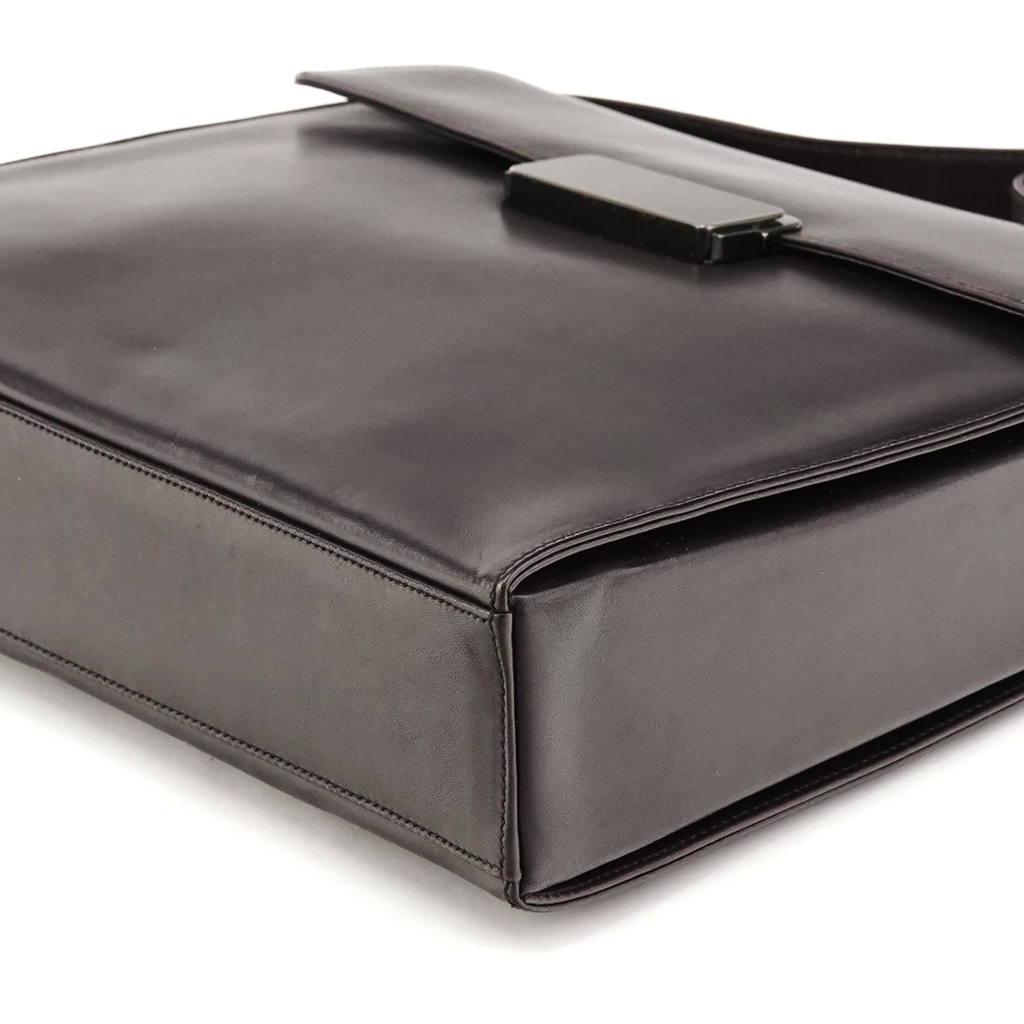 Dark Brown Vitello Buckle Shoulder Bag