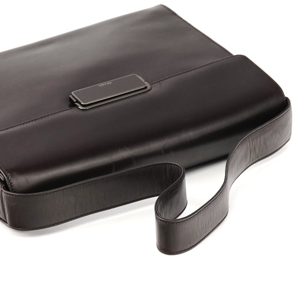Dark Brown Vitello Buckle Shoulder Bag