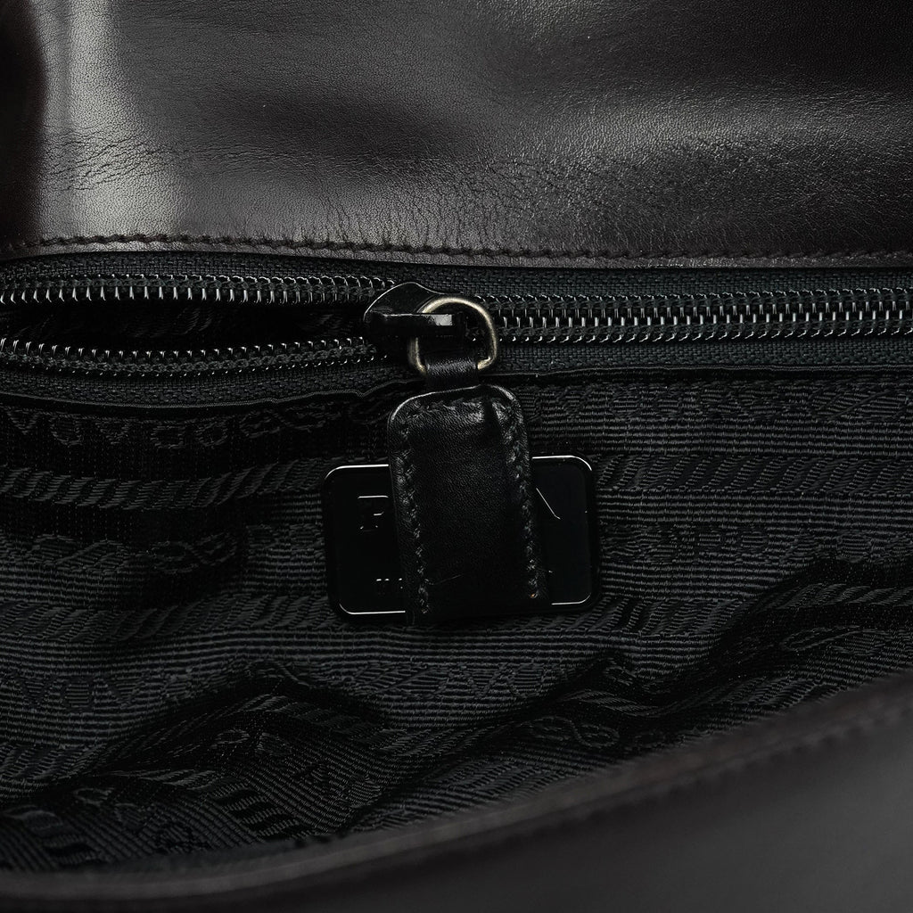 Dark Brown Vitello Buckle Shoulder Bag
