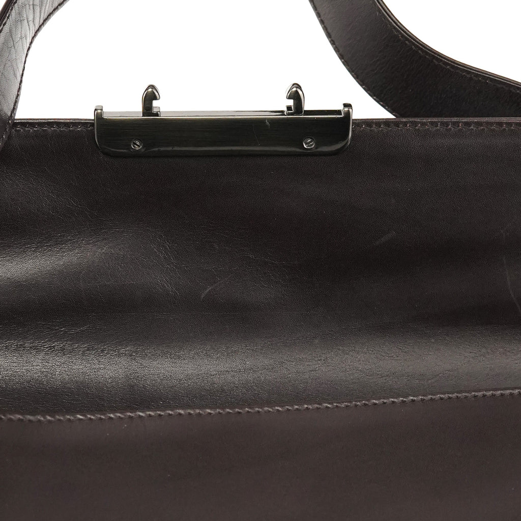 Dark Brown Vitello Buckle Shoulder Bag