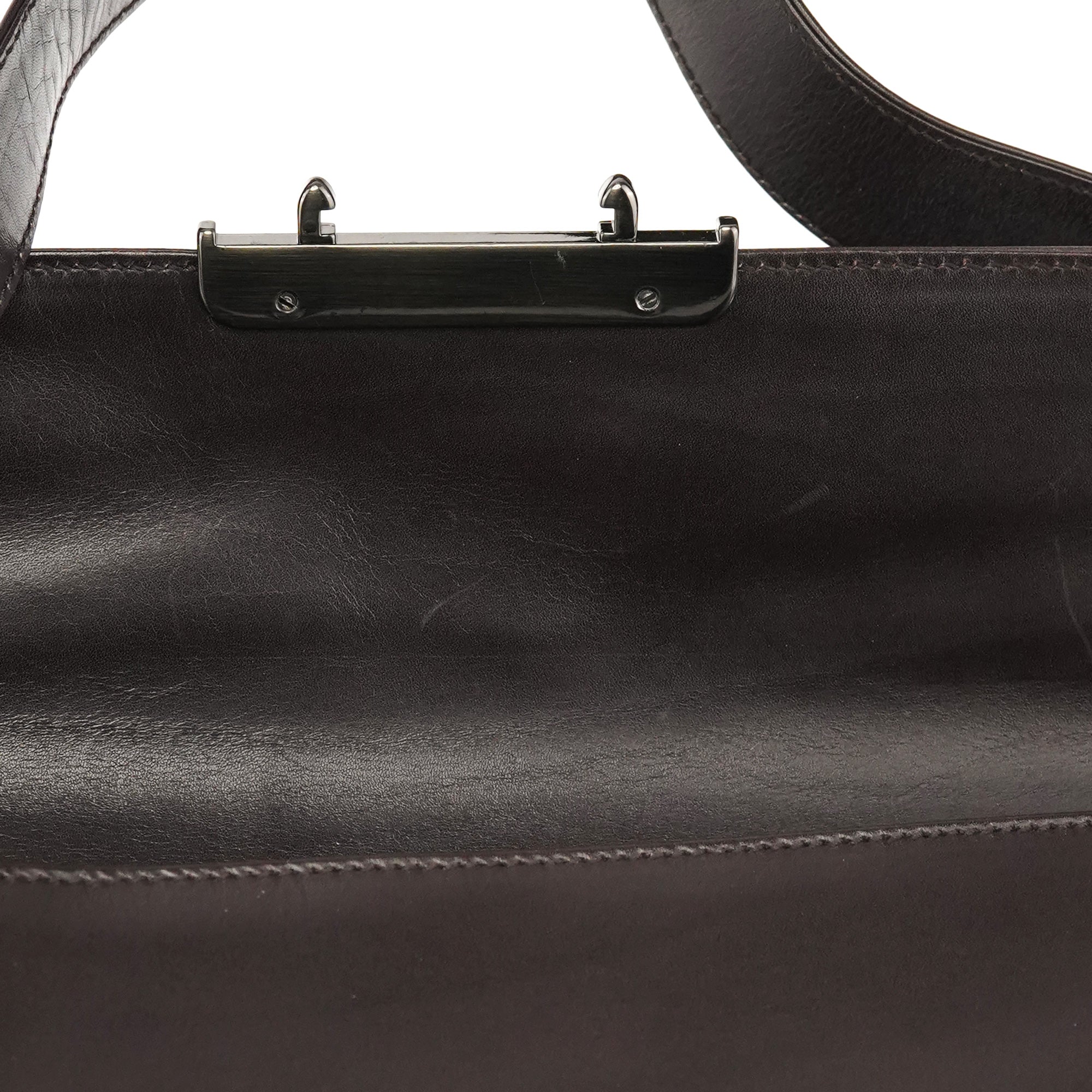 Dark Brown Vitello Buckle Shoulder Bag