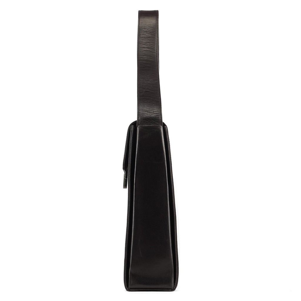 Dark Brown Vitello Buckle Shoulder Bag