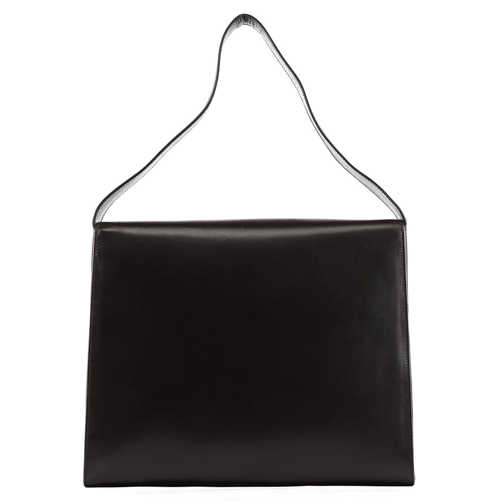 Dark Brown Vitello Buckle Shoulder Bag