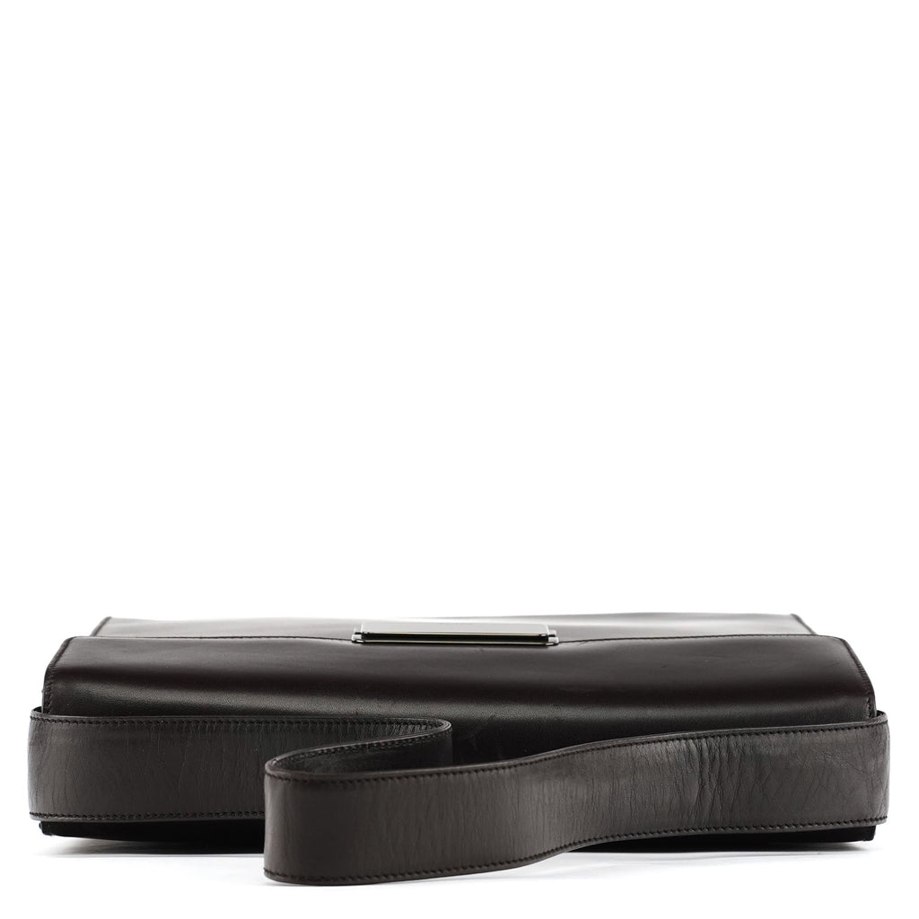 Dark Brown Vitello Buckle Shoulder Bag