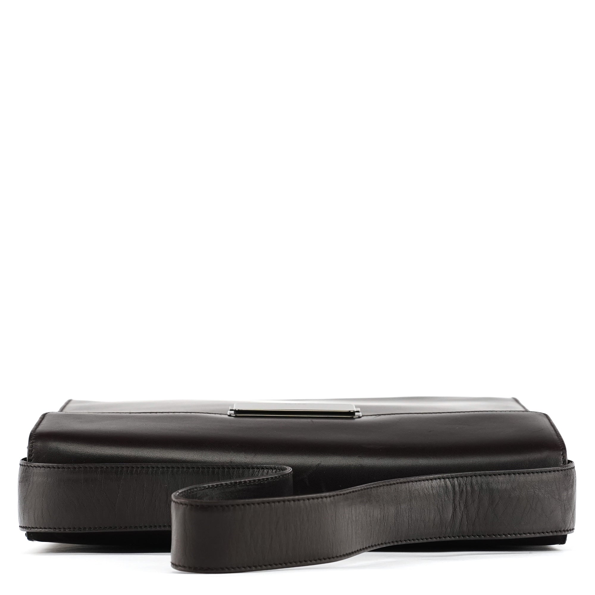 Dark Brown Vitello Buckle Shoulder Bag