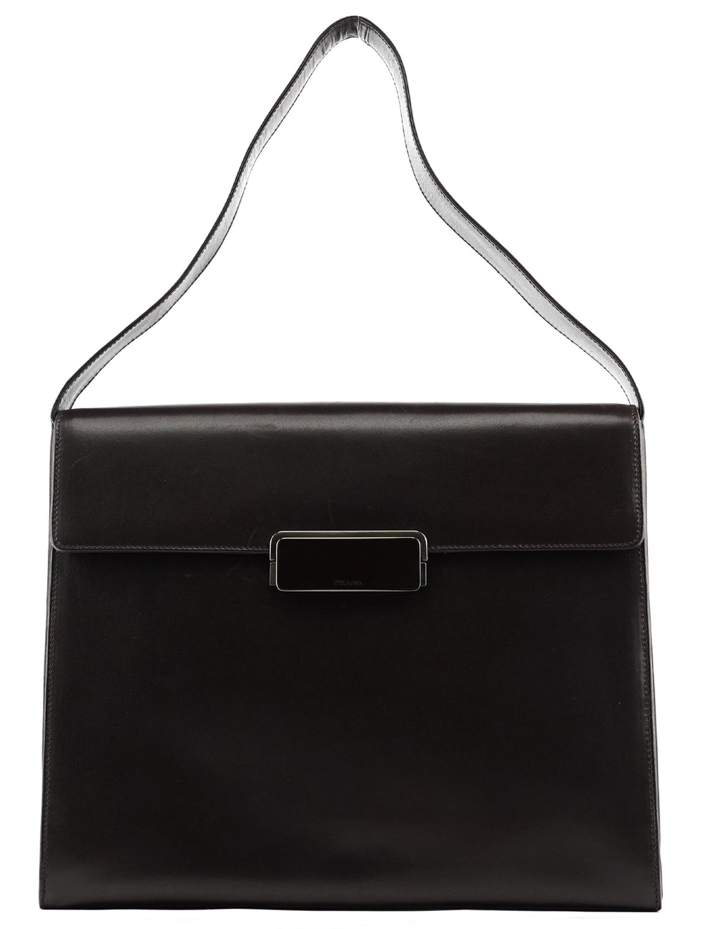 Dark Brown Vitello Buckle Shoulder Bag