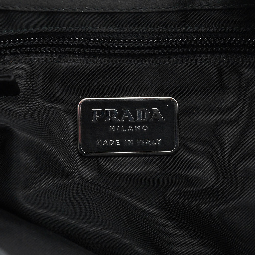 Dark Grey Satin Plastic Handle Shoulder Bag