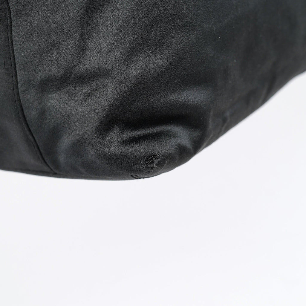 Dark Grey Satin Plastic Handle Shoulder Bag
