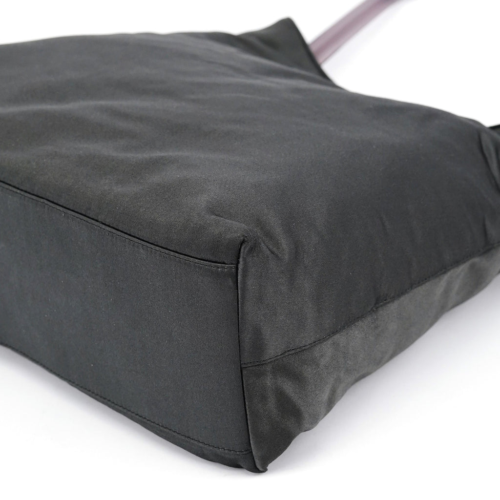 Dark Grey Satin Plastic Handle Shoulder Bag