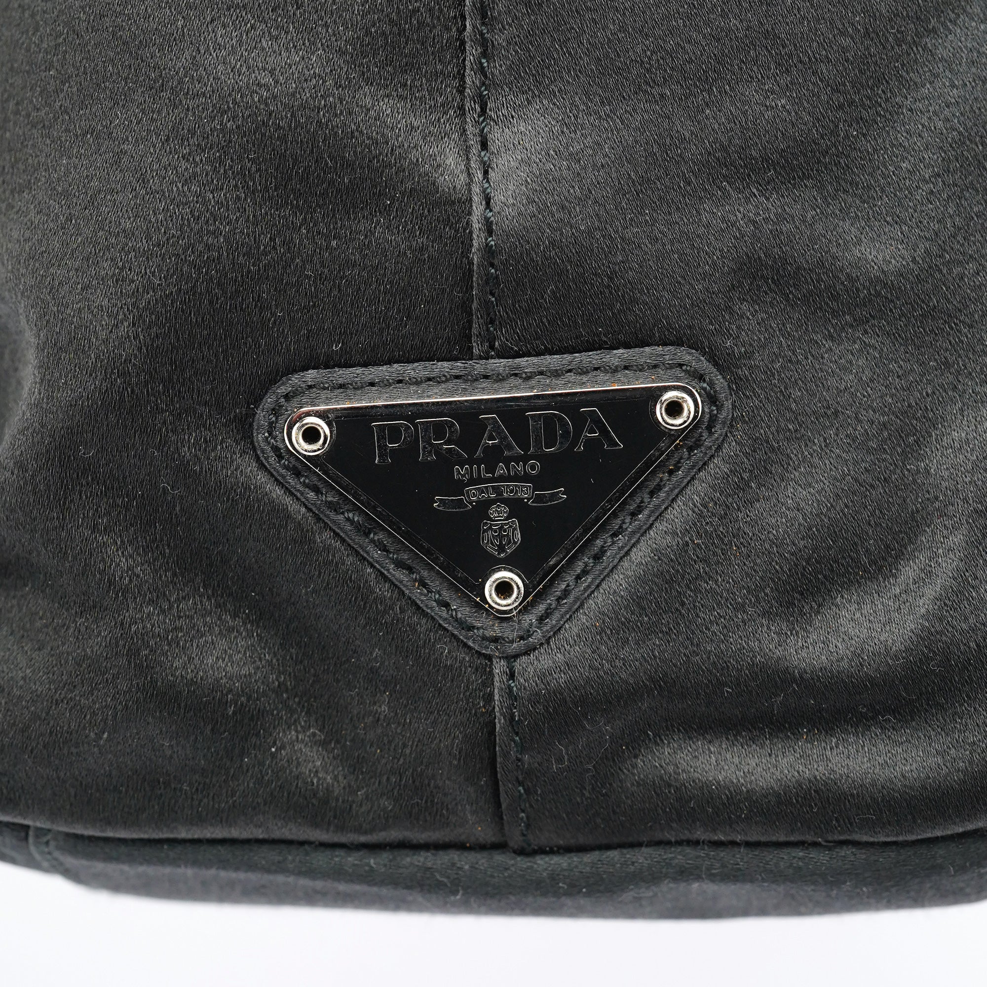 Dark Grey Satin Plastic Handle Shoulder Bag