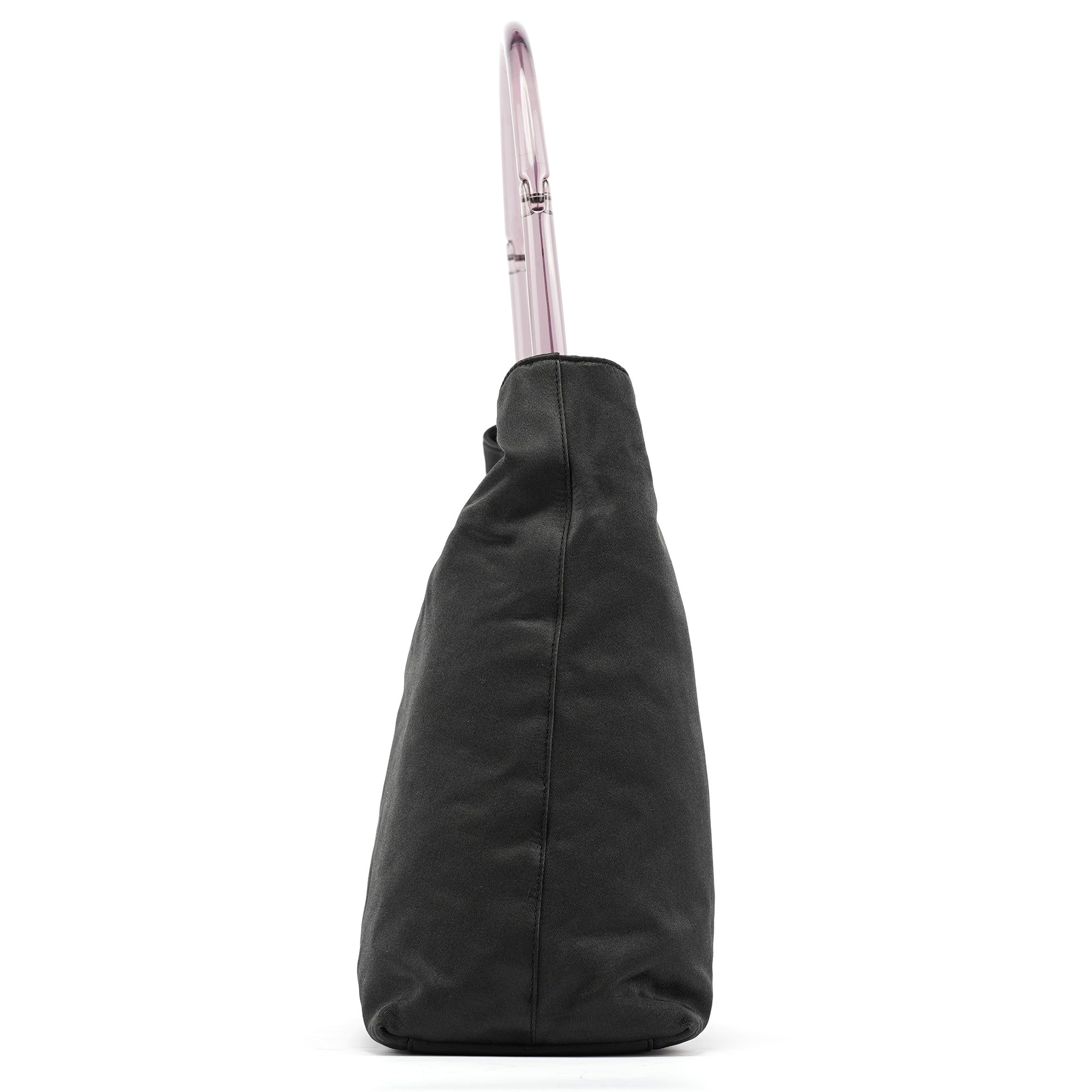 Dark Grey Satin Plastic Handle Shoulder Bag
