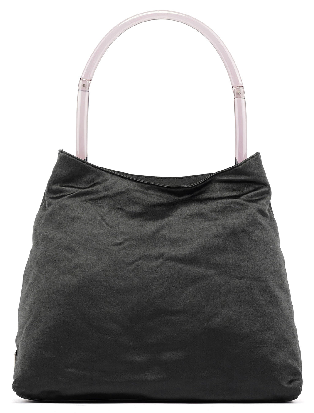 Dark Grey Satin Plastic Handle Shoulder Bag