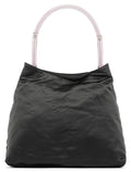 Dark Grey Satin Plastic Handle Shoulder Bag